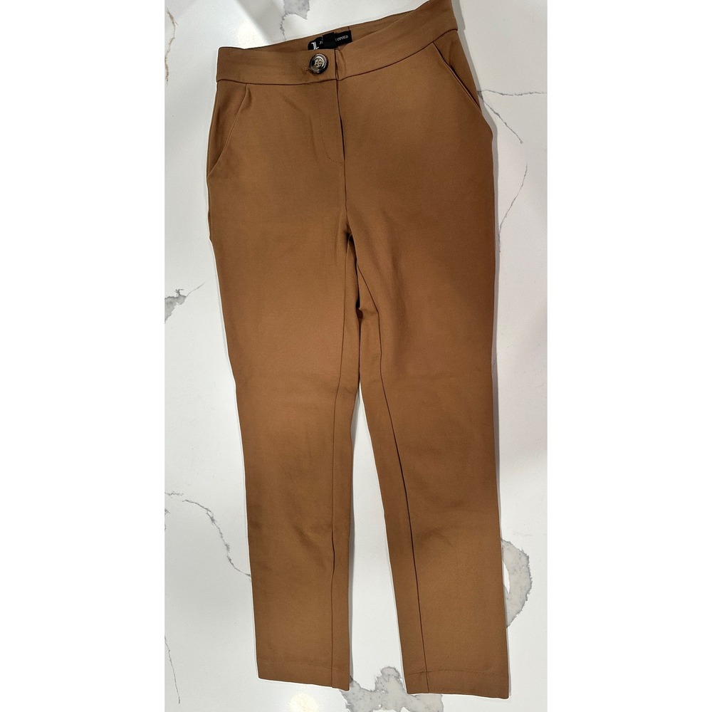 Jules & Leopold Womens Camel Brown Ponte Knit‎ Slim Straight Dress Pants XS